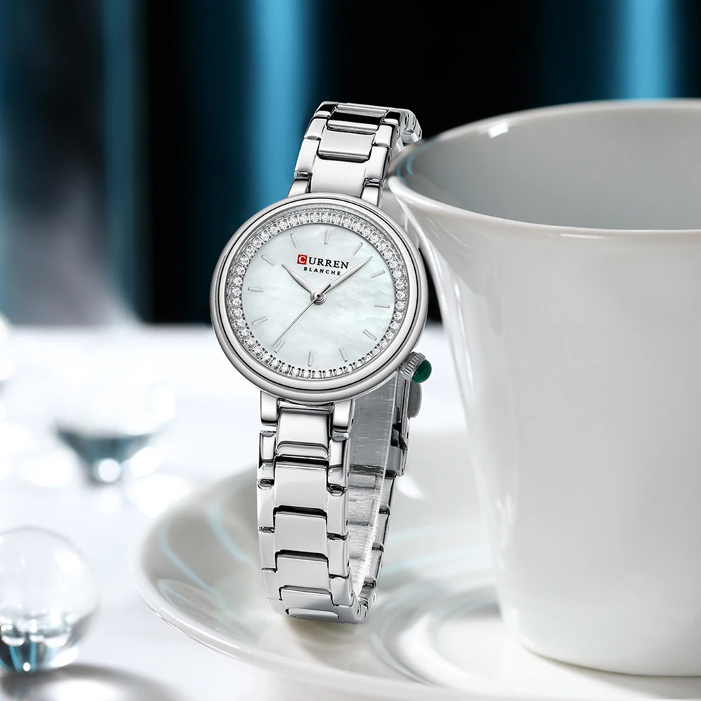 CURREN 5pcs Set Watch Set For Women Luxury Stainless Steel waterproof Analog Ladies Quartz Wristwatch Fashion Bracelet Watch