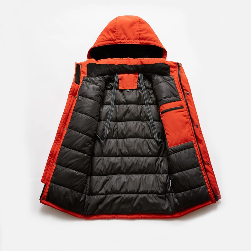 Didiboer Men's Thickened Parkas Casual Windproof Hooded Jacket Men Parker Coat Winter Warm Zipper Coat Padded Overcoat for Men