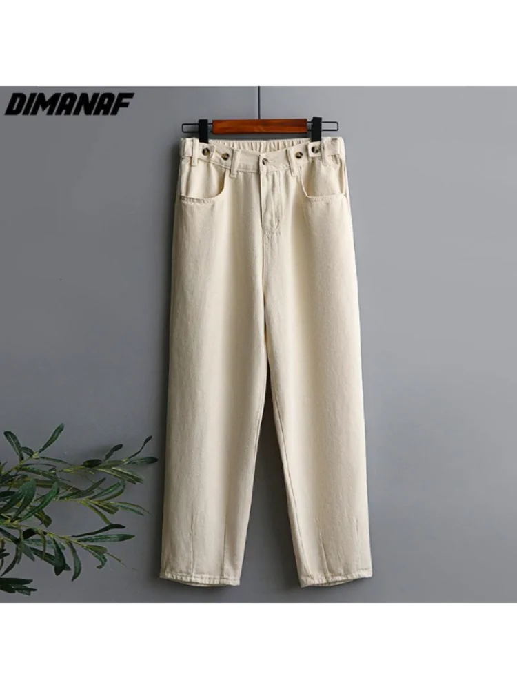 

DIMANAF Plus Size Women Jeans Pants Denim Female Button Basic High Waist Loose Trousers Fashion New Pants 4XL