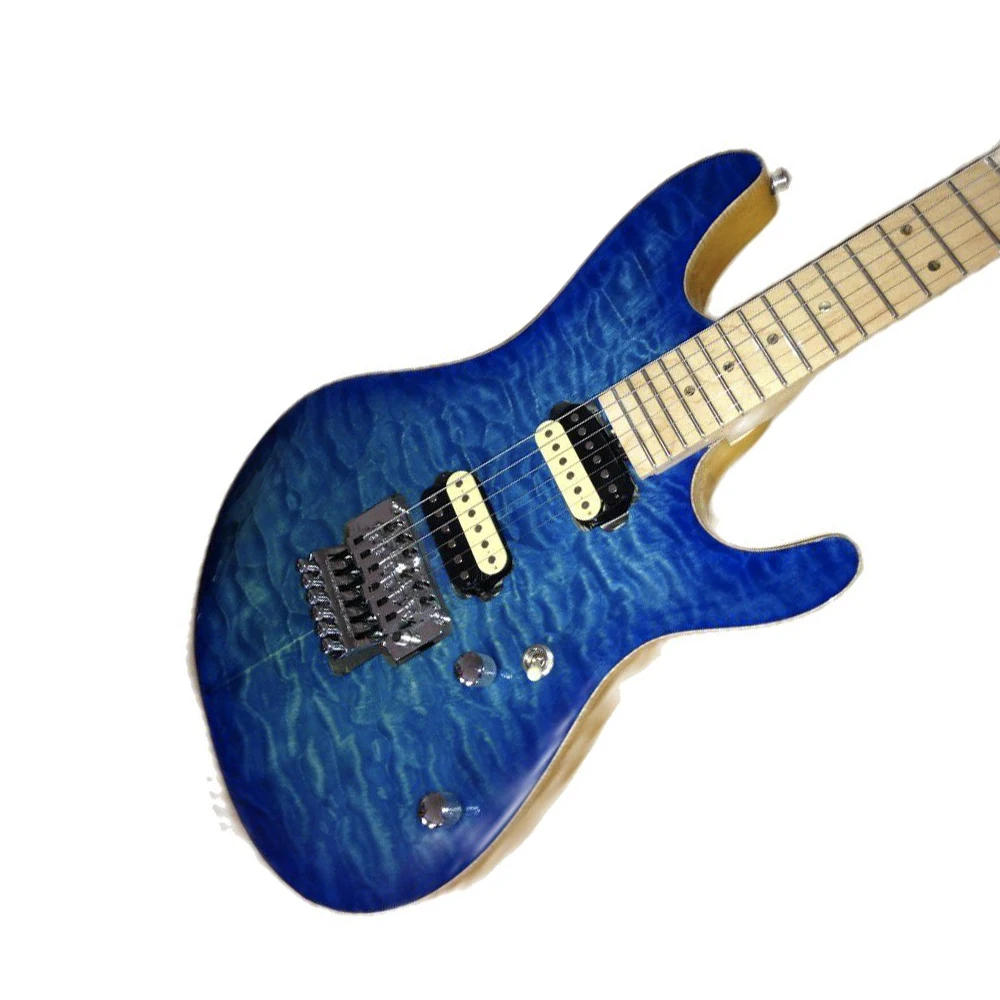 

New style 6 stings blue color flame top electric guitar,Maple fingerboard guitarra,high quality pickup gitaar