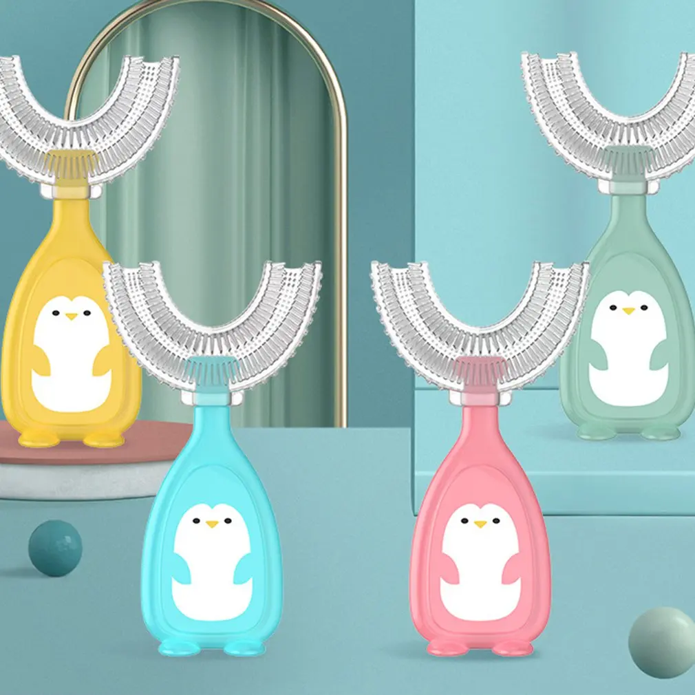 

2-12years Children U-Shape Toothbrush Kids Teeth Oral Manual Training Care Cleaning Brush Soft Silicone Teethers Items