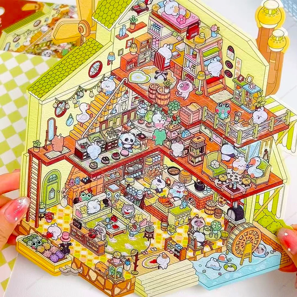 Плюс Размер Замок Тема Миниатюрная Сцена Наклейка 2.5D 3D Ландшафтный Дизайн