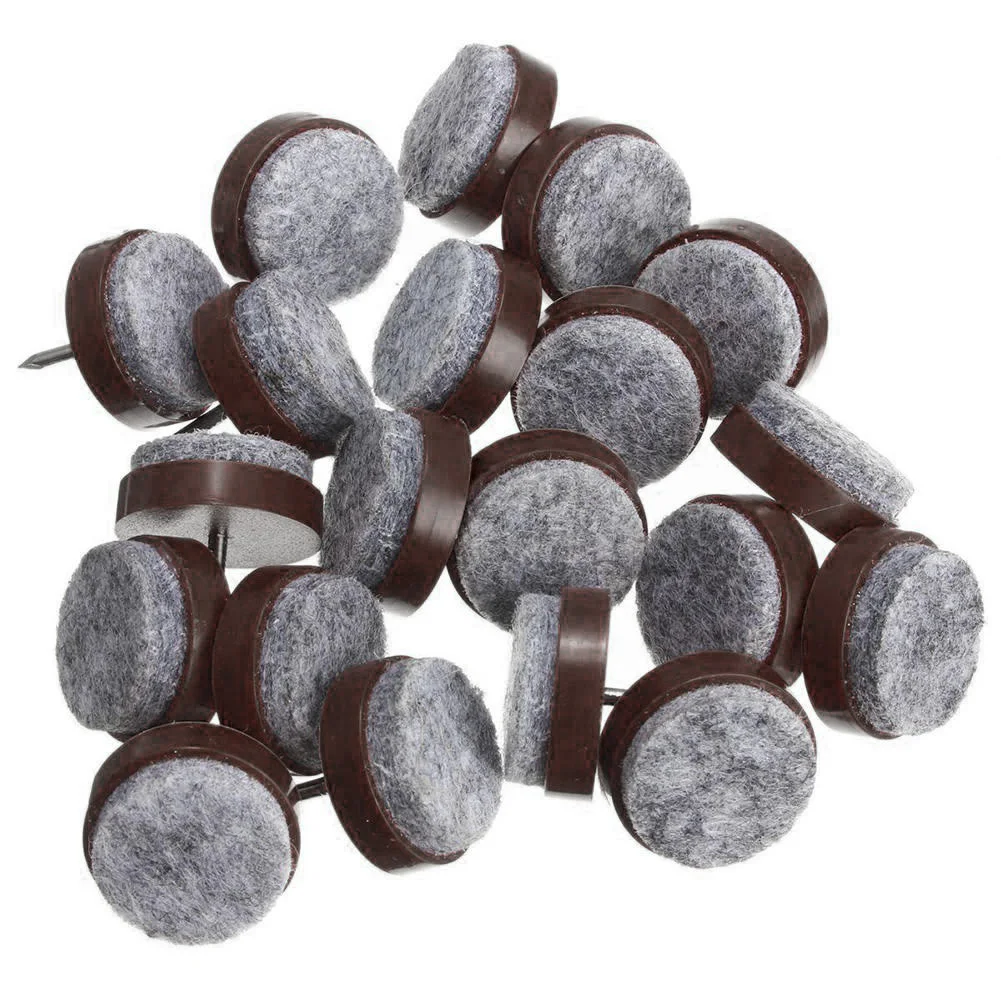 

20pcs Felt Feet Pad Skid Glide Furniture Table Chair Leg Floor Felt Pad Skid Glide Slide Nail Brown For Cabinet Table Protect