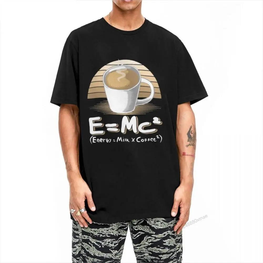 

Men's T-Shirts Energy Equals Milk Coffee Pure Cotton Tees Short Sleeve Physics Math T Shirts O Neck Clothes Graphic Printed