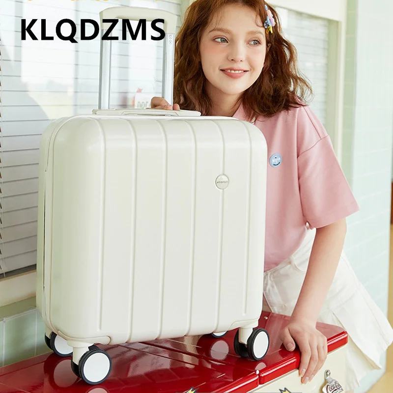 KLQDZMS 18 Inch The New Men and Women Roller Trolley Suitcase Small Boarding Luggage Silent Universal Wheel Portable Handbag