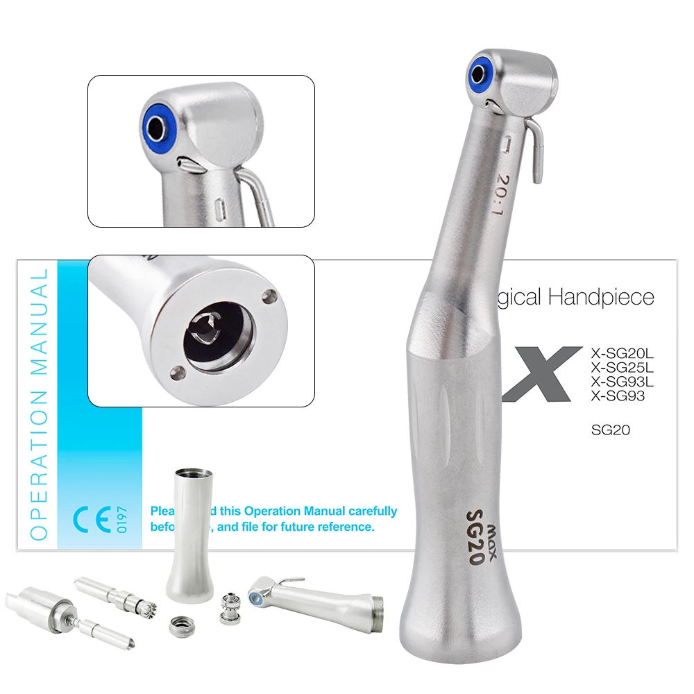 Dental De MAX SG20 20:1 Surgery Implant Handpiece Against Contra Angle 20/1 Low Speed Push Button Chuck Handpiece Dentist Tools