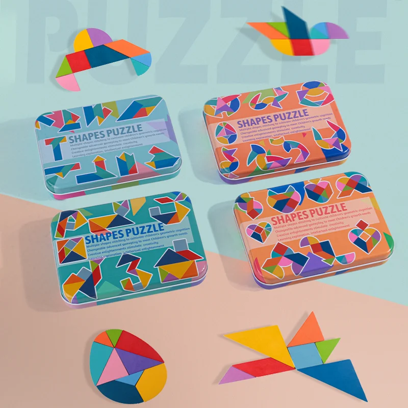 Креативная красочная деревянная большая игра-головоломка Железный Танграм —