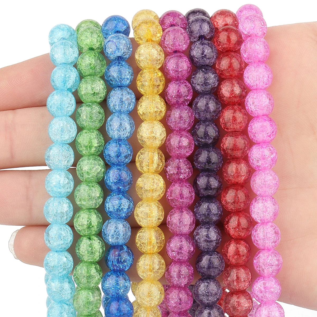 

Cracked Crystal Beads Multicolor Round Loose Spacer Beads for Jewelry Making DIY Earrings Bracelet Accessories 6mm 8mm