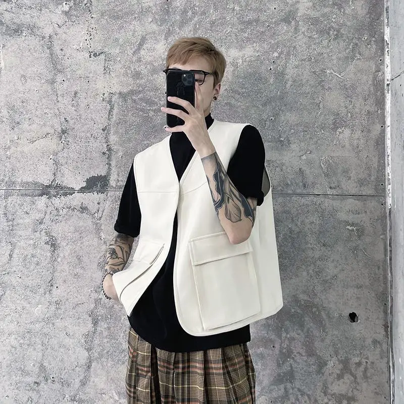 

Мужской однотонный жилет с V-образным вырезом, весна-осень