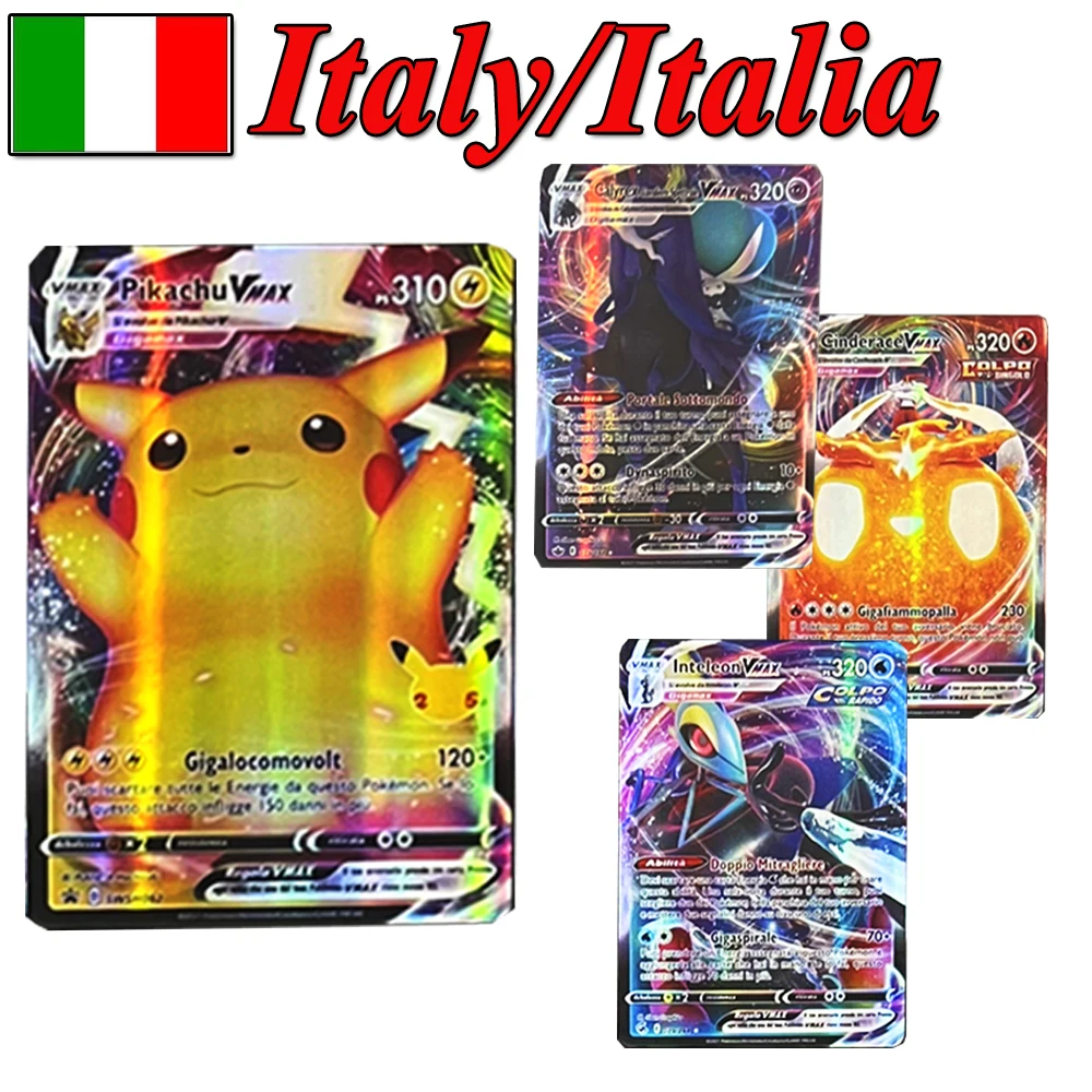 

Pokemon Cards in Italian TAG TEAM GX VMAX V Celebrations EVS Holographic Playing Game Card Kids Colloction Children Italiano Toy