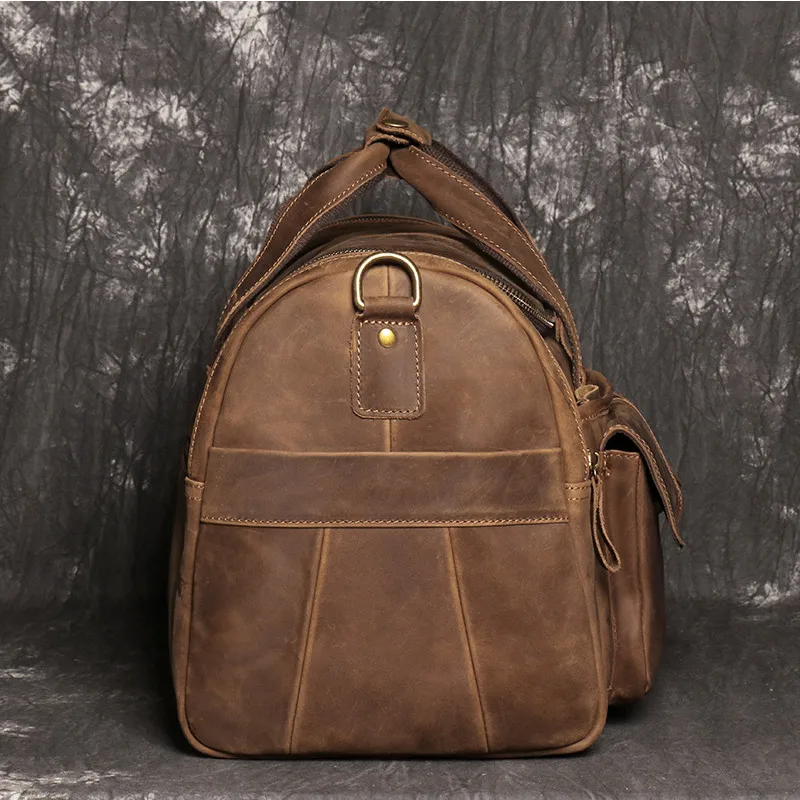 Men's Retro Leather Travel Bag Large Capacity Cowhide Leather Handbag Male Business Briefcase Men Outdoor Luggage Shoulder  Bag