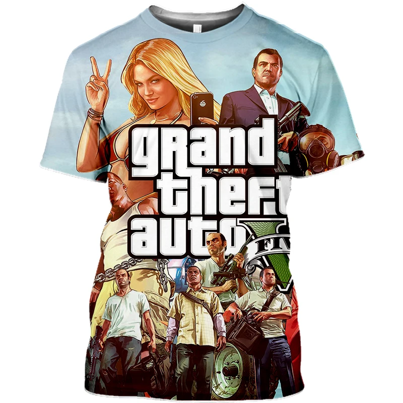 Новинка 3D мультяшный персонаж из мультфильма Grand Theft Auto Game летняя крутая футболка