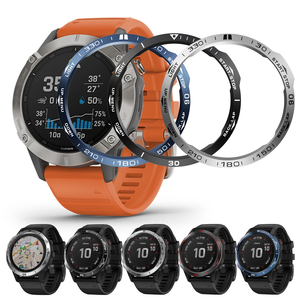 

Стальное кольцо для Garmin Fenix7 7X 6 6xpro 6X Sapphire/5 Plus, клейкое металлическое покрытие против царапин, защитные аксессуары для часов