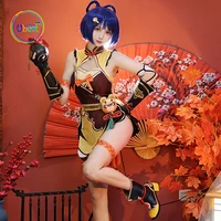 genshin impact xiangling costume cosplay suit shoes wig outfit