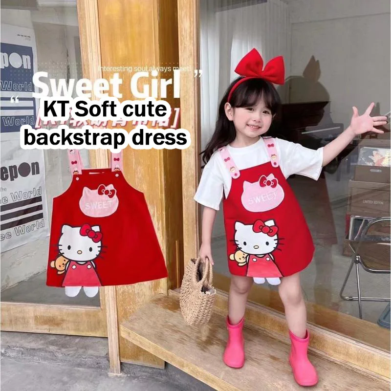 

Sanrio Hellokitty Girls 2023 Summer New Suspenders Skirt Ins Girl Baby Western Style Everything Suspender Dress Princess Skirt