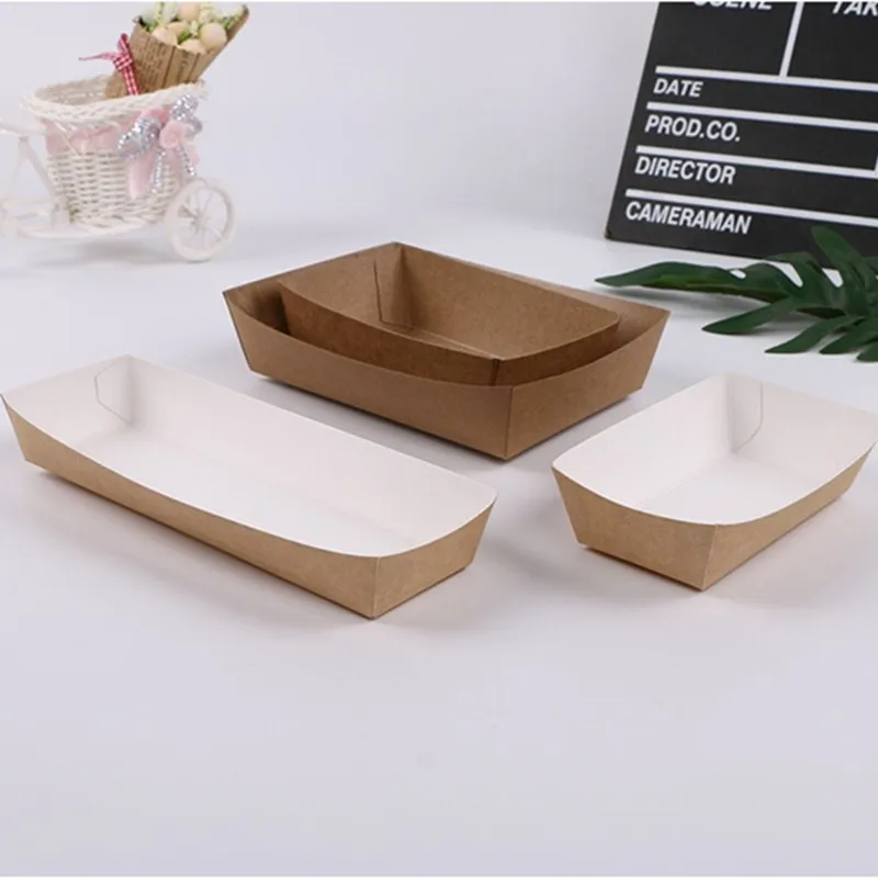 100 шт./партия одноразовые упаковочные коробки из крафт-бумаги