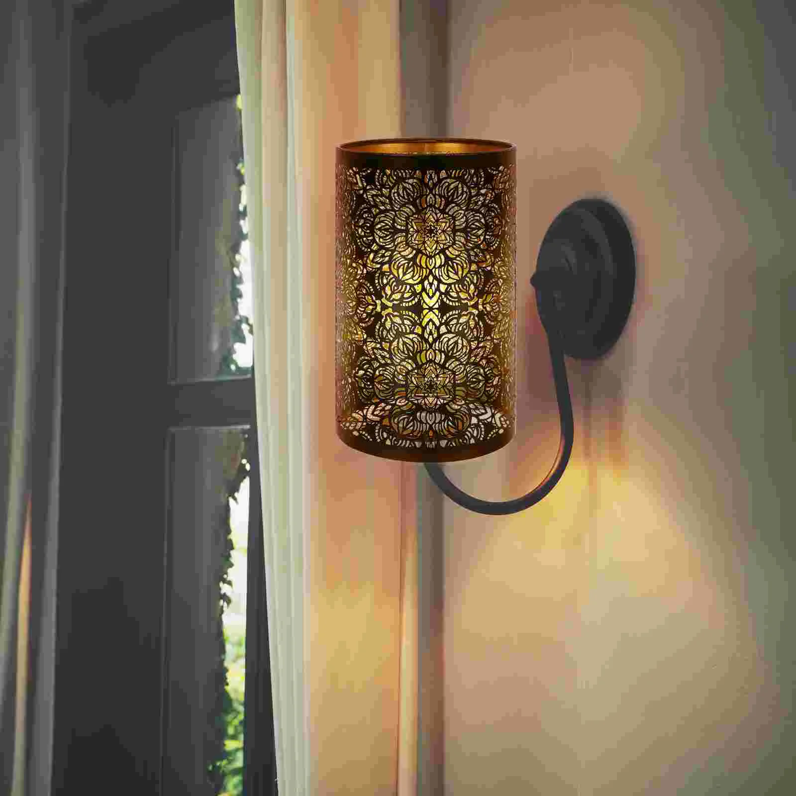 

Bedside Lamp Shade Blue Home Decor Lampshade Tree Shadows Ceiling Light Cover Hollow Lampshade Round Metal Lamp Cover