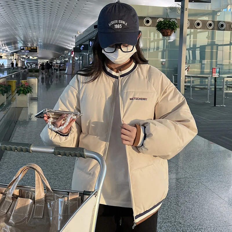 2022 winter new coat women's long-sleeved down padded jacket plus velvet warm plus size coat ladies elegant parka bubble coat
