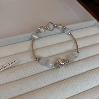 fashion charm opal stitched elastic beaded bracelets for women girls korean style aesthetic bracelet female bangle jewelry