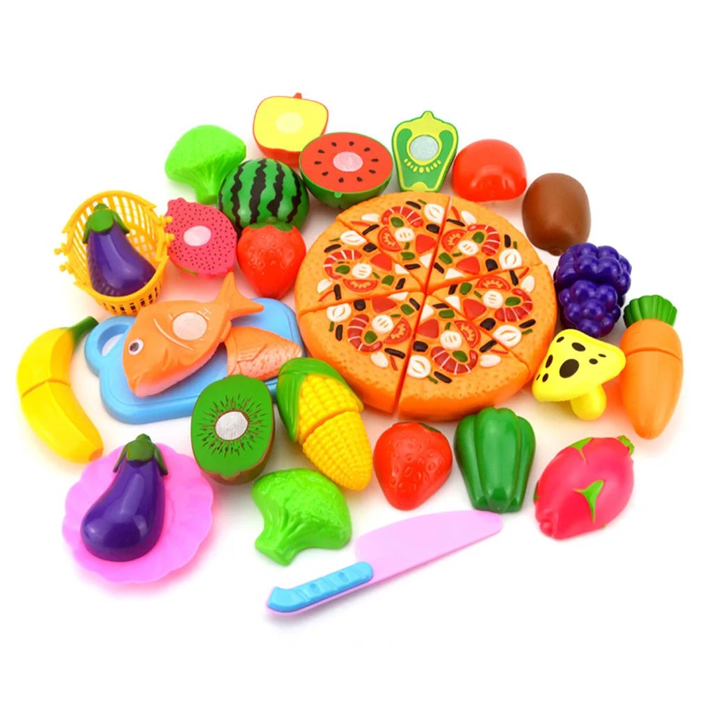 

Kid Kitchen Pizza Fruit Toy Set Plastic Pretend Play Food Game Children Educational Toys Color Random
