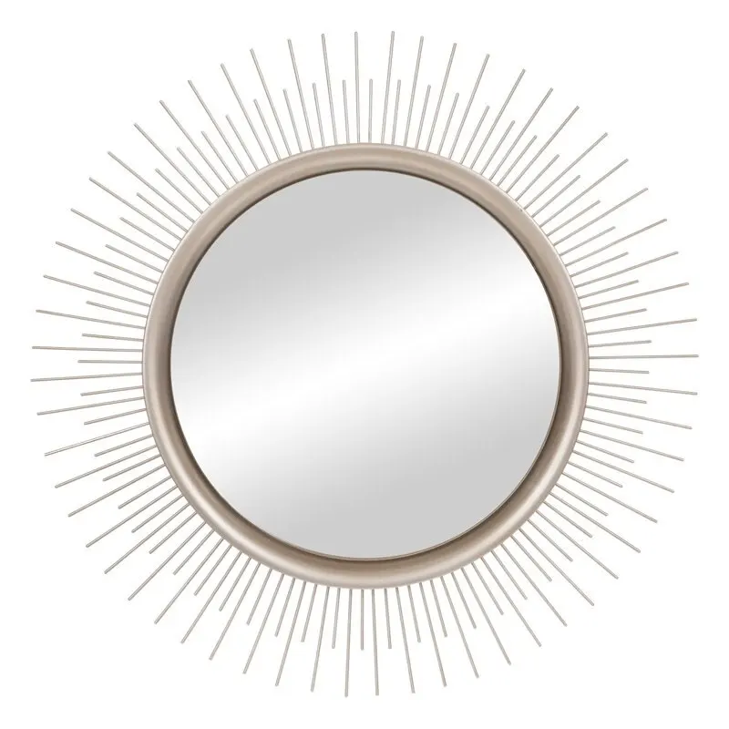 

Round Spoke Sunray Starburst Wall Mount Accent Mirror, Brushed Silver, 30" x 30"