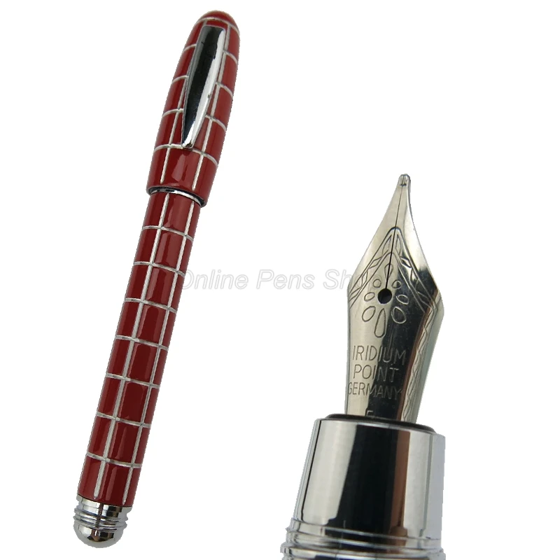 

Fuliwen 2062 Resin Travel Short Pocket Portable Red Tiny Square Pen Fine Nib 0.5mm Fountain Pen Lattice Pattern Writing Pen