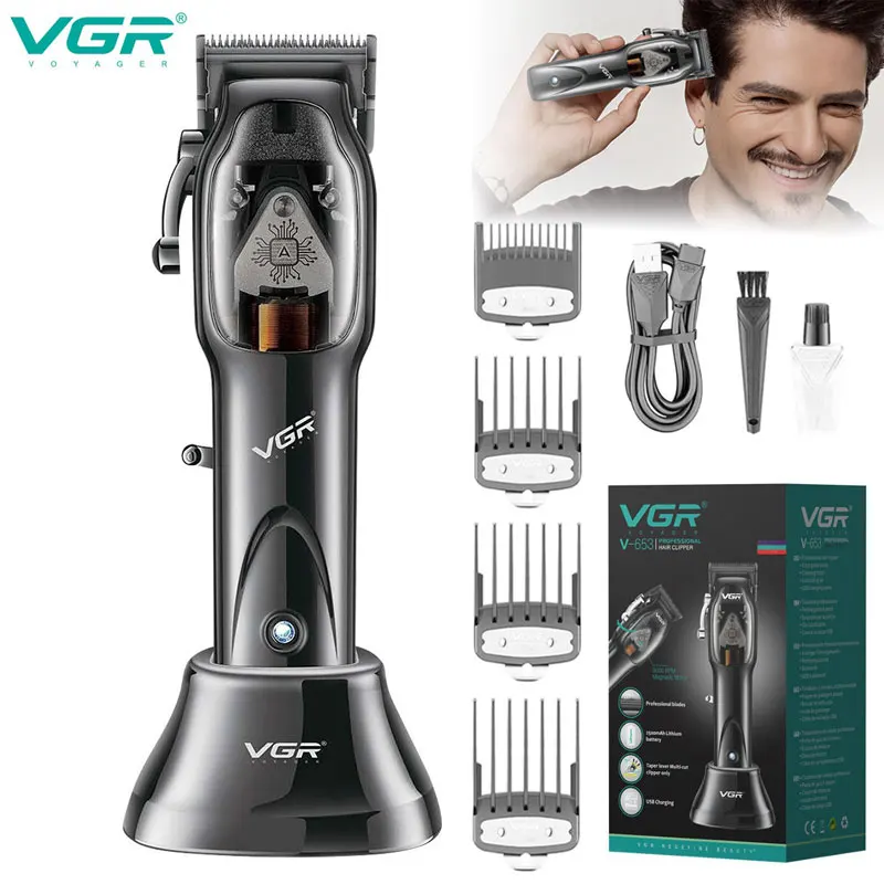 

VGR Hair Clipper Professional Barber Hair Cutting Machine Electric Hair Trimmer Adjustable Haircut Machine Clipper for Men V-653