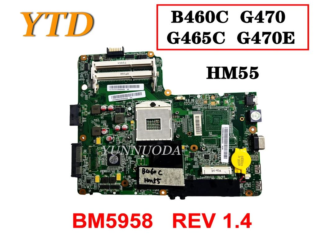 

Оригинальная материнская плата для ноутбука Lenovo B460C G470 G465C G470E HM55 BM5958 REV 1,4 протестирована, хорошая Бесплатная доставка