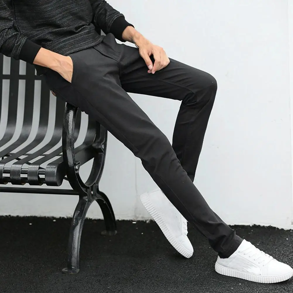 

Деловые брюки средней посадки, универсальная рабочая одежда, мужские однотонные повседневные деловые брюки, мужские брюки, повседневная од...