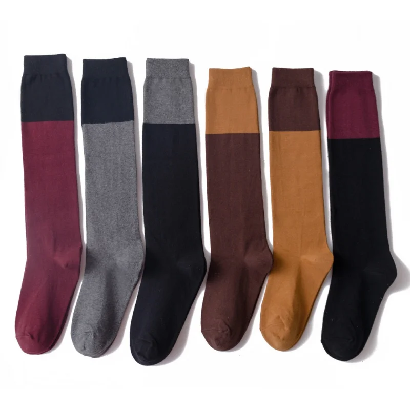 Solid Color Stitching Knee Length Socks Japanese and Korean Socks Long Tube Calf Socks Solid Color Thigh High Socks JK Socks