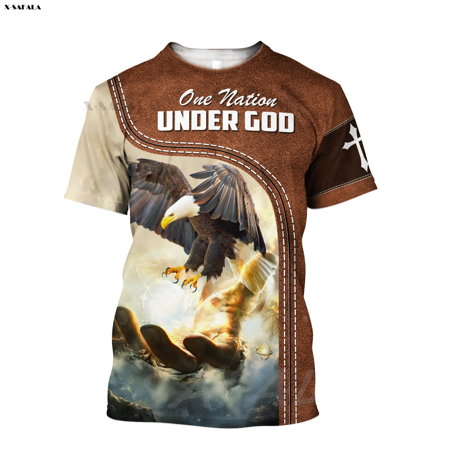 

Футболки One Nation под Богом с 3D принтом, топы, футболки с коротким рукавом и круглым вырезом, Повседневная Высококачественная уличная одежда и...