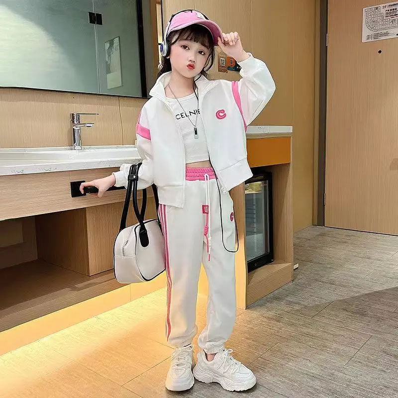 

2023 Autumn New Light Luxury Fashion Children's Clothing Kids Sports and Leisure Suits Girls Suits Boutique Clothing4-14T