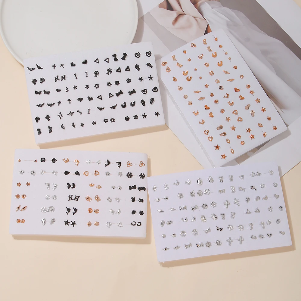 36 пар разноцветные гипоаллергенные серьги-гвоздики