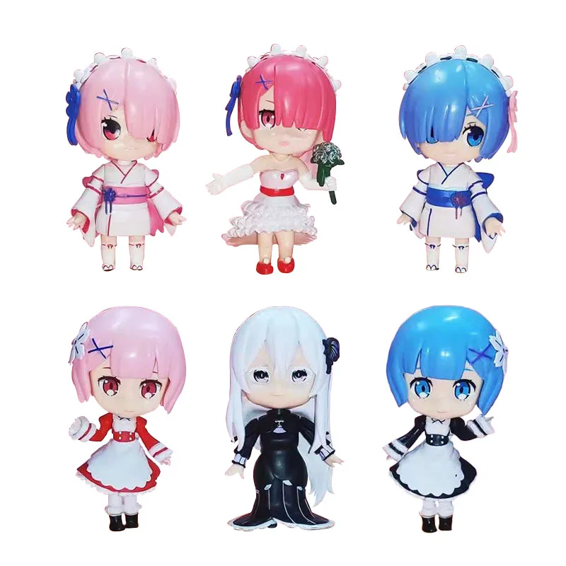 

10CM Anime Figure Re:Life In A Different World From Zero Rem Ram Kimono Maid Outfit Formal Dress Model Dolls Toy Gift Collect