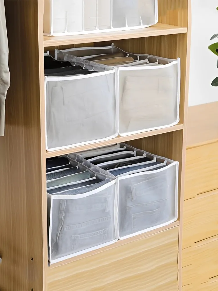 

Jeans Storage Box Closet Clothes Drawer Mesh Separation Box Stacking Pants Bra Socks Drawer Divider Can Washed Home Organizer