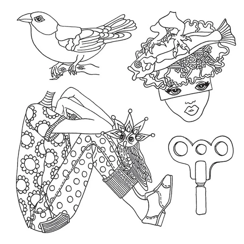 

Weird Horror Woman Owl Bird Clear Transparent Stamp For DIY Scrapbook Photo Album Craft Card Making Decoration 2022 New