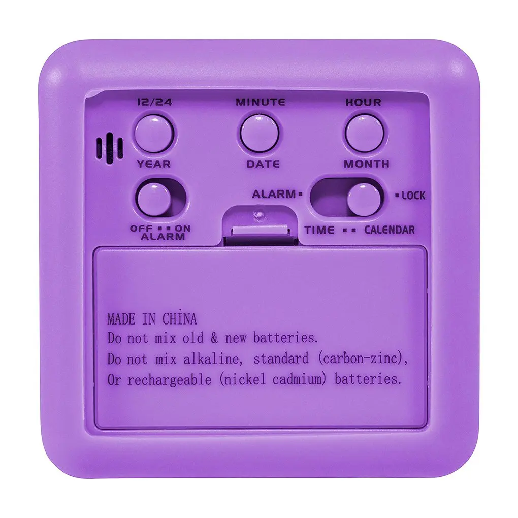 12 24 Hours Large Numbers Lcd Display Nightlight Digital Alarm Purple