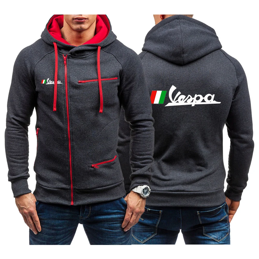

Men 2022 Autumn Vespa Long Sleeve Hoodie Fleece Hooded Jacket Coat Sweatshirt Solid Outwear Slim Fit Male Oversize Sport Clothes