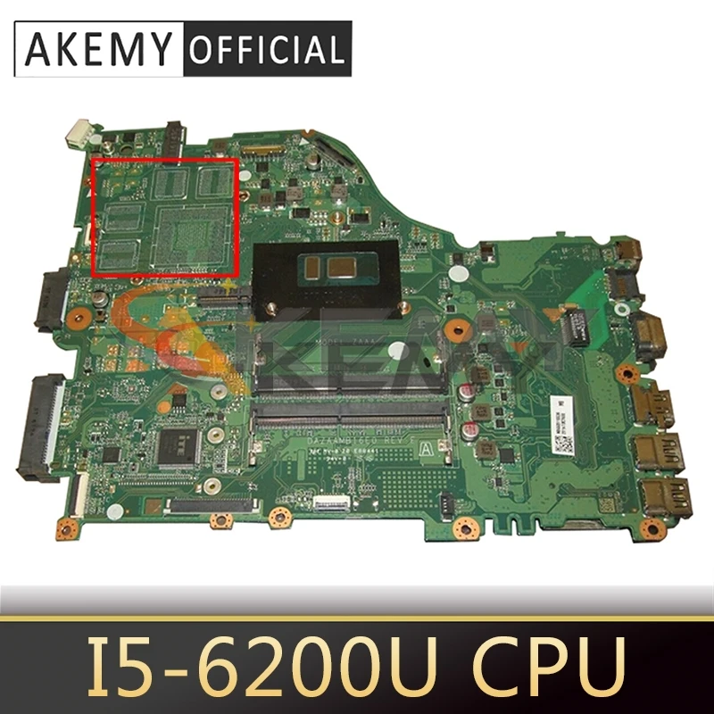

AKEMY For Acer Aspire E5-575 Laptop Motherboard NB.GE611.002 With I5-6200U CPU DAZAAMB16E0 REV:E DDR4
