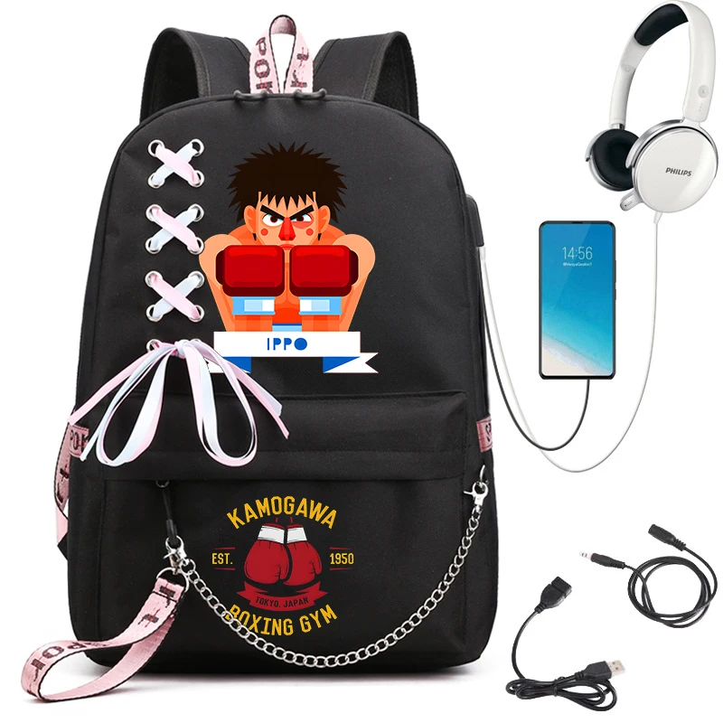 

Hajime No Ippo Backpacks Teen Hot Sale Harajuku KGB Schoolbags Girls Boys Anime Shoulder Bags Makunouchi Takamura Backpacks