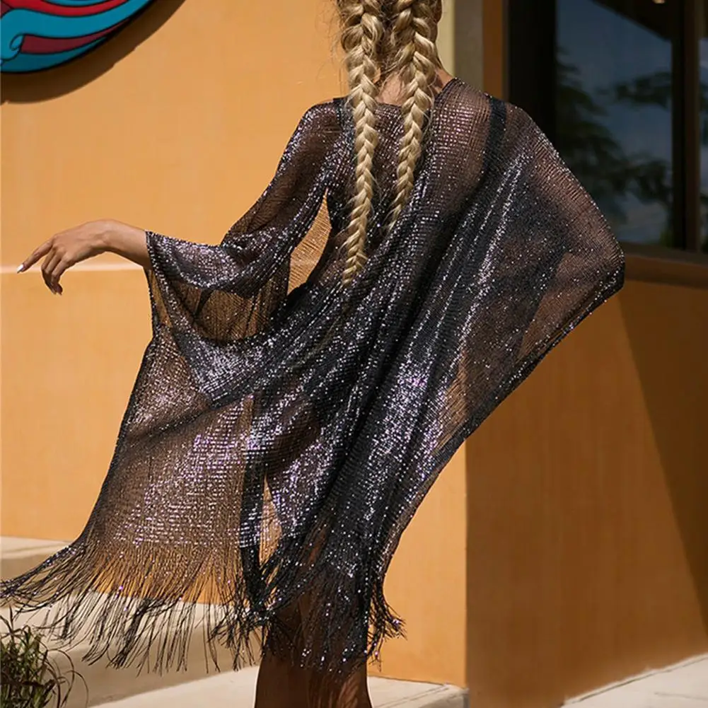 

Women Golden Beach Long Maxi Dress Bikini Cover Up Cardigan Swimwear Bathing Suit Beachwear Summer Cover Ups Dresses