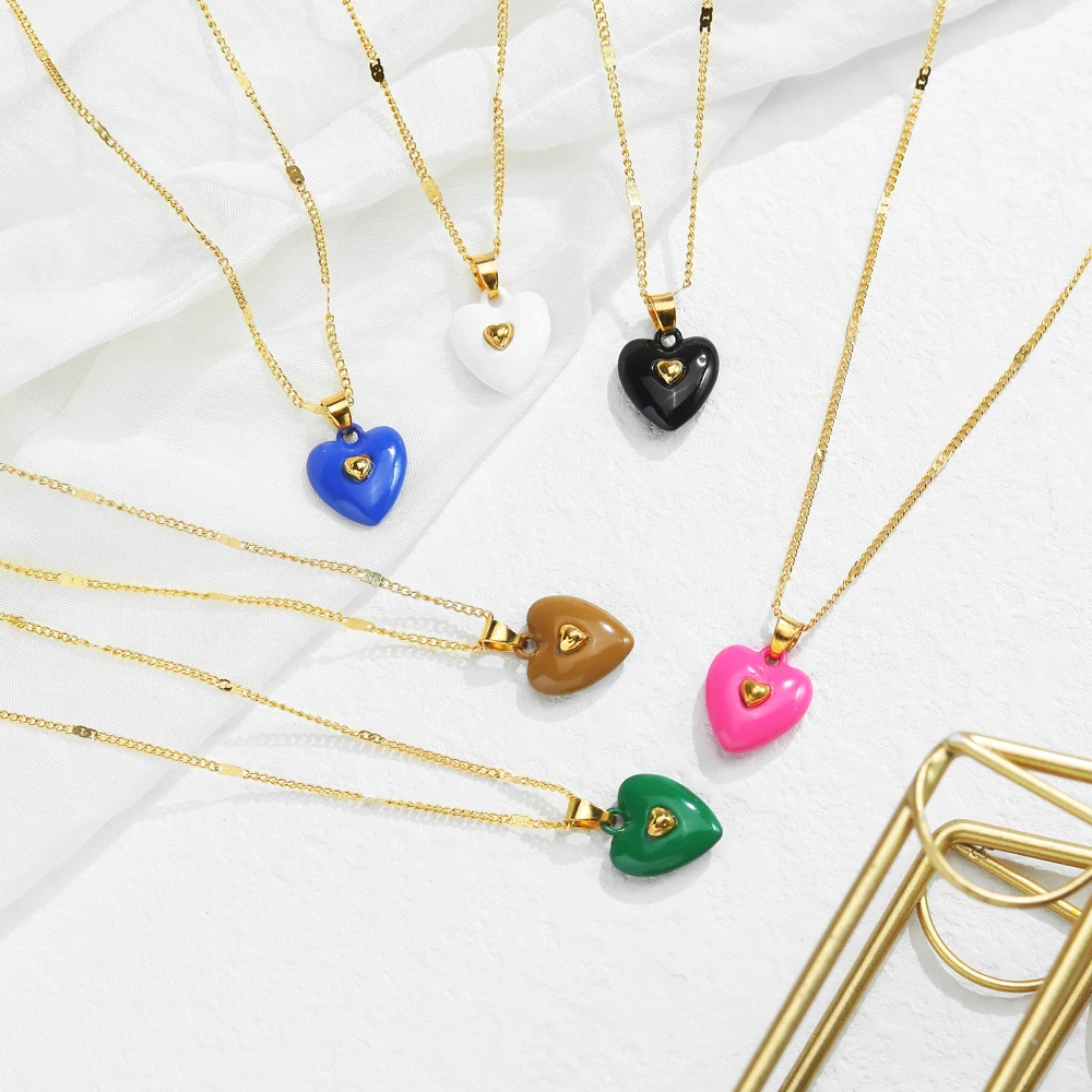 

KINFOLK Sweet Love Connection Heart Choker Necklace Statement Girlfriend Gift Cute Gold Color Necklace Jewelry 2022