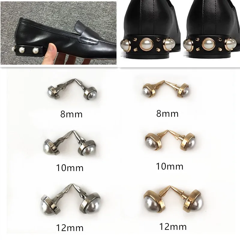 

15 Pieces Women's Shoes Heel Pearl Willow Nail Accessories Metal Round Pearl Jewelry Shoes Decorative Shoes Flower Buckle