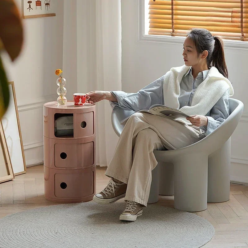 Красная прикроватная тумбочка для спальни современная минималистичная круглая