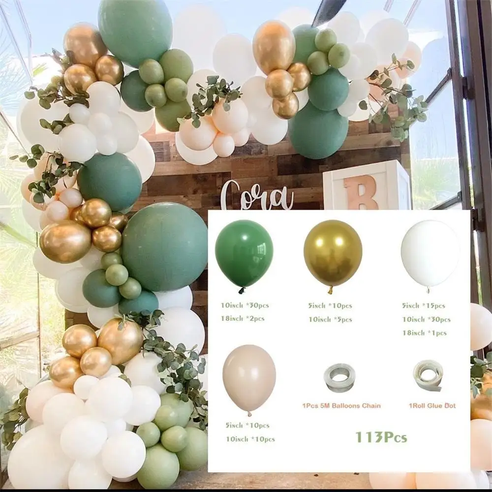 

113Pcs Wedding Decoration Olive Green Latex Balloon Wedding Party Balloon Birthday Adult Party Decoration Children Color Balloon