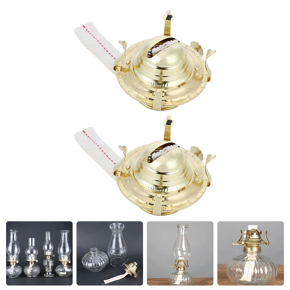 

Kerosene Lamp Accessories Parts Retro Oil Burner Temple Replaceable Replacement Metal Wick Glass Holder Lamps