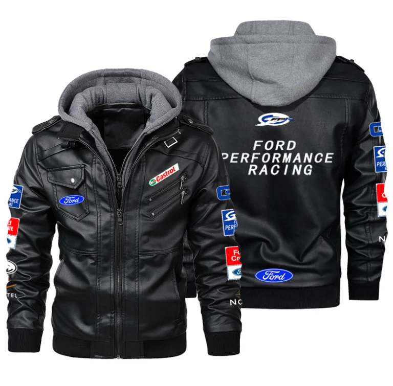 Ford Mustang Rally logo New bomber Men's Leather Jackets Autumn Casual Motorcycle PU Jacket Biker Leather Coats Brand Clothing E