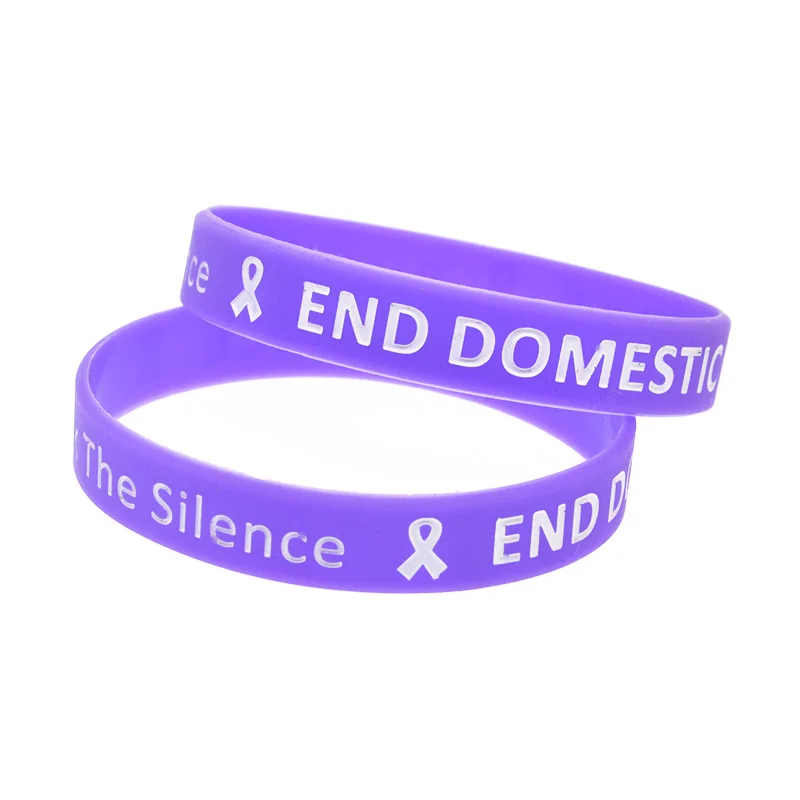 

1 PC End Domestic Violence Break The Silence Silicone Wristband Purple