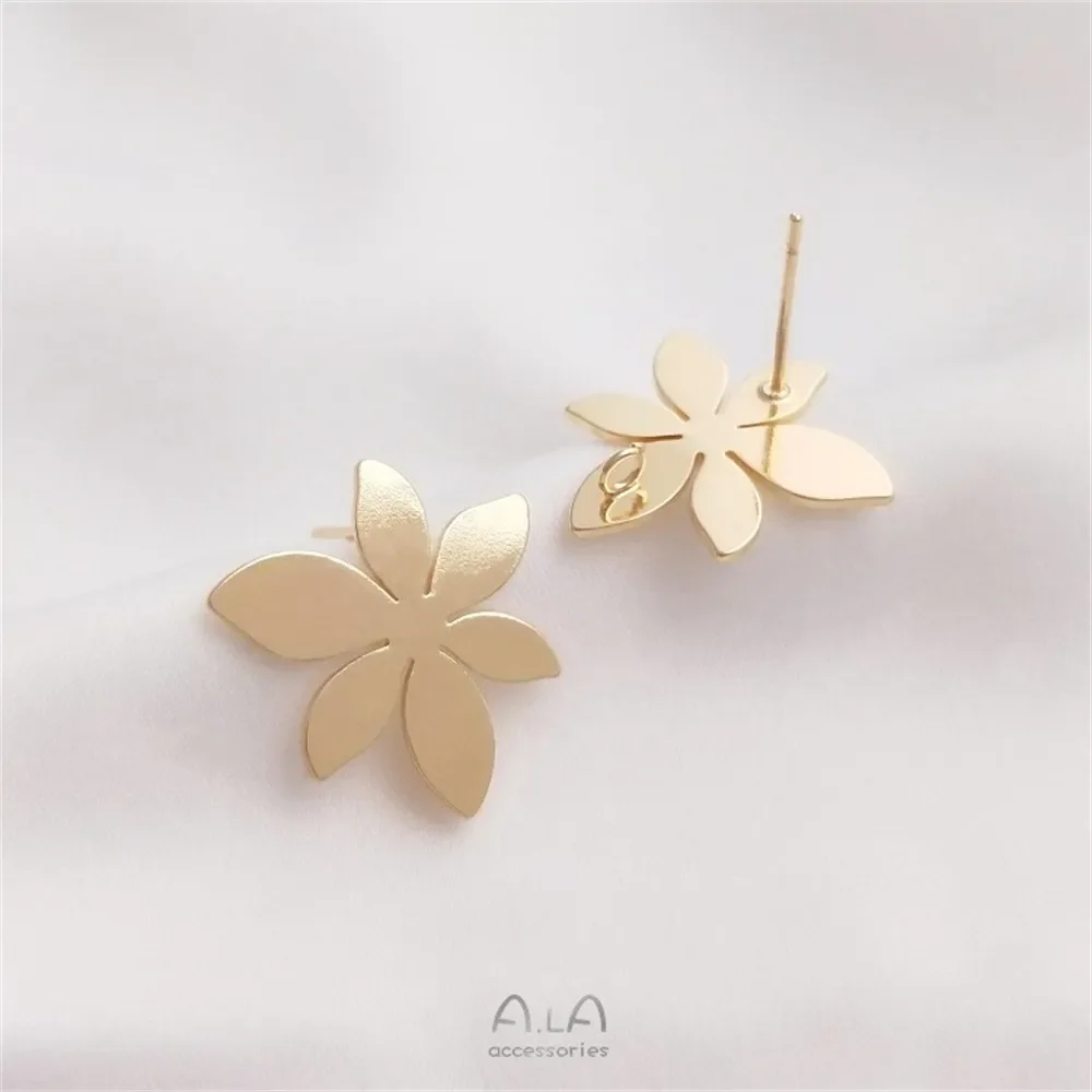 Серьги с золотым цветком 14 карат серебряные иглы S925 кольцами серьги ручной