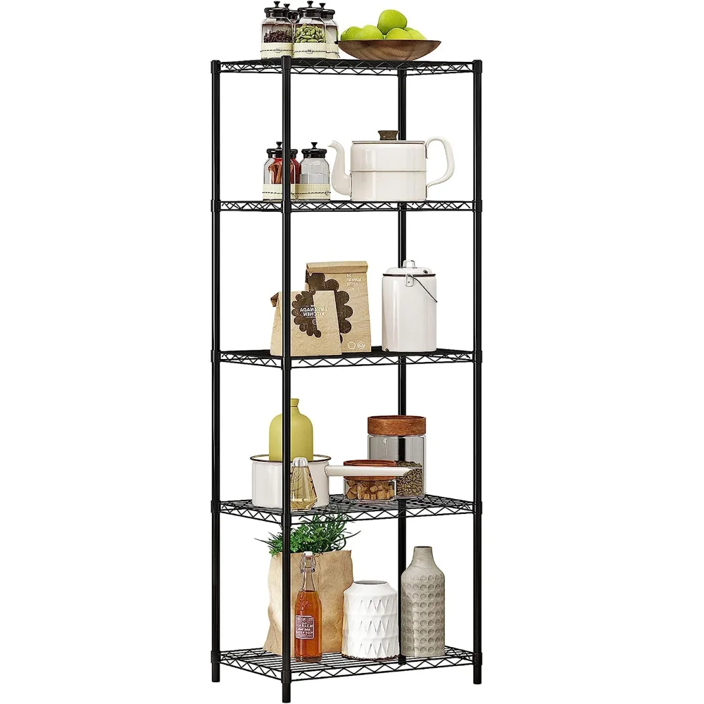 

Kitchen Organizer 5-Tier Wire Shelving Unit, 21.7"L X 11.8"W X 59.1"H, Black